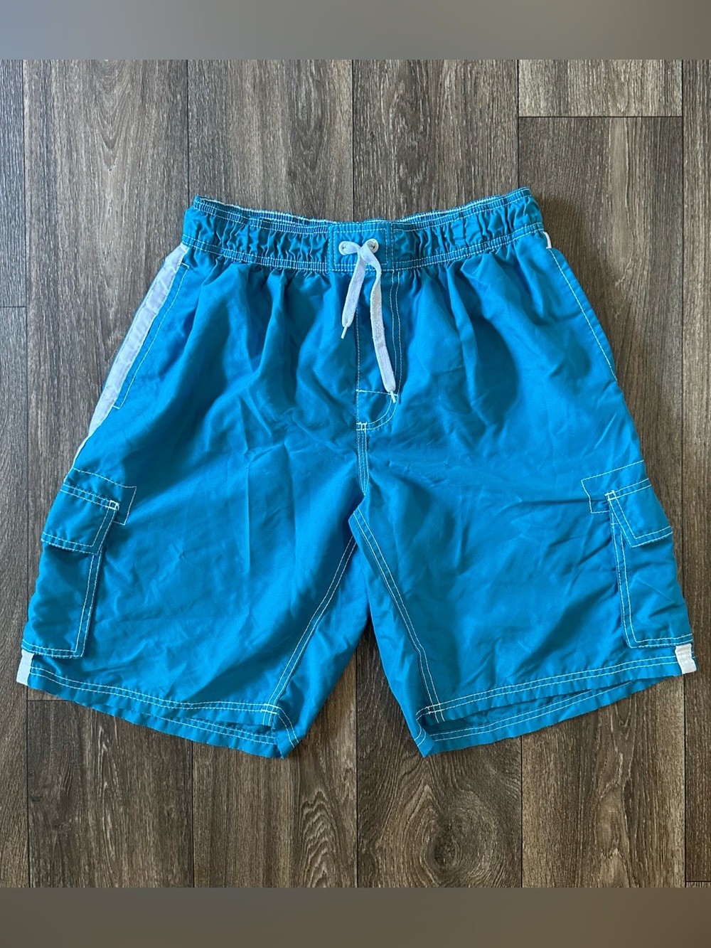 Kanu Surf Mens Blue Cargo Swim Trunks Mesh Lined Board Shorts Size L